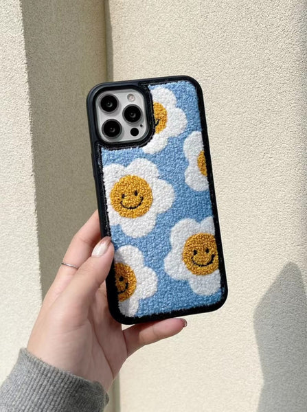 Cute Smiley Embroidered iPhone Case