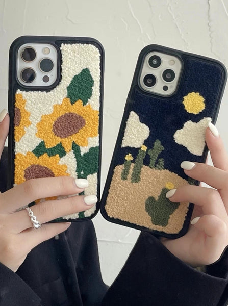 Sunflower Embroidered iPhone Case