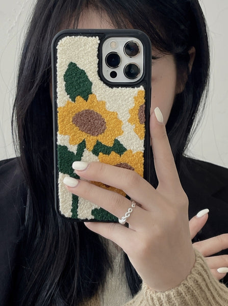 Sunflower Embroidered iPhone Case