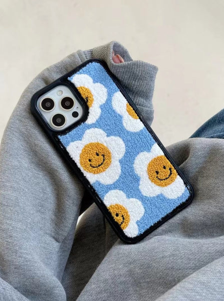 Cute Smiley Embroidered iPhone Case