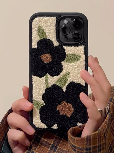 Soft Flowers Embroidered iPhone Case