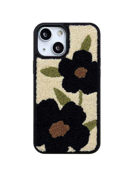 Soft Flowers Embroidered iPhone Case