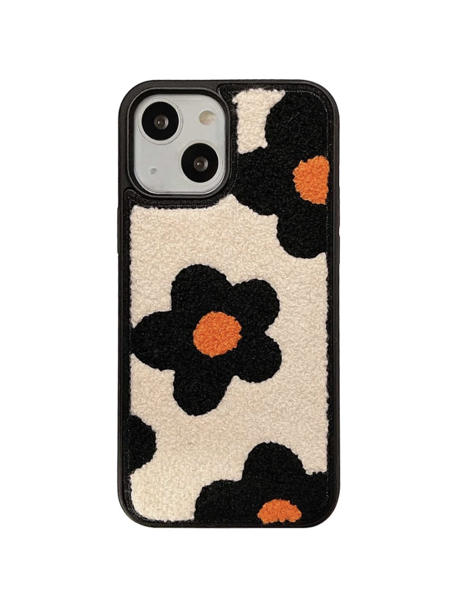 Orange Flowers Embroidered iPhone Case